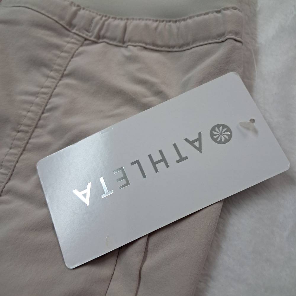 Athleta Pants Womens 10 Beige Attitude Pant‎ Ruched Featherweight Stretch Gym - Picture 6 of 13